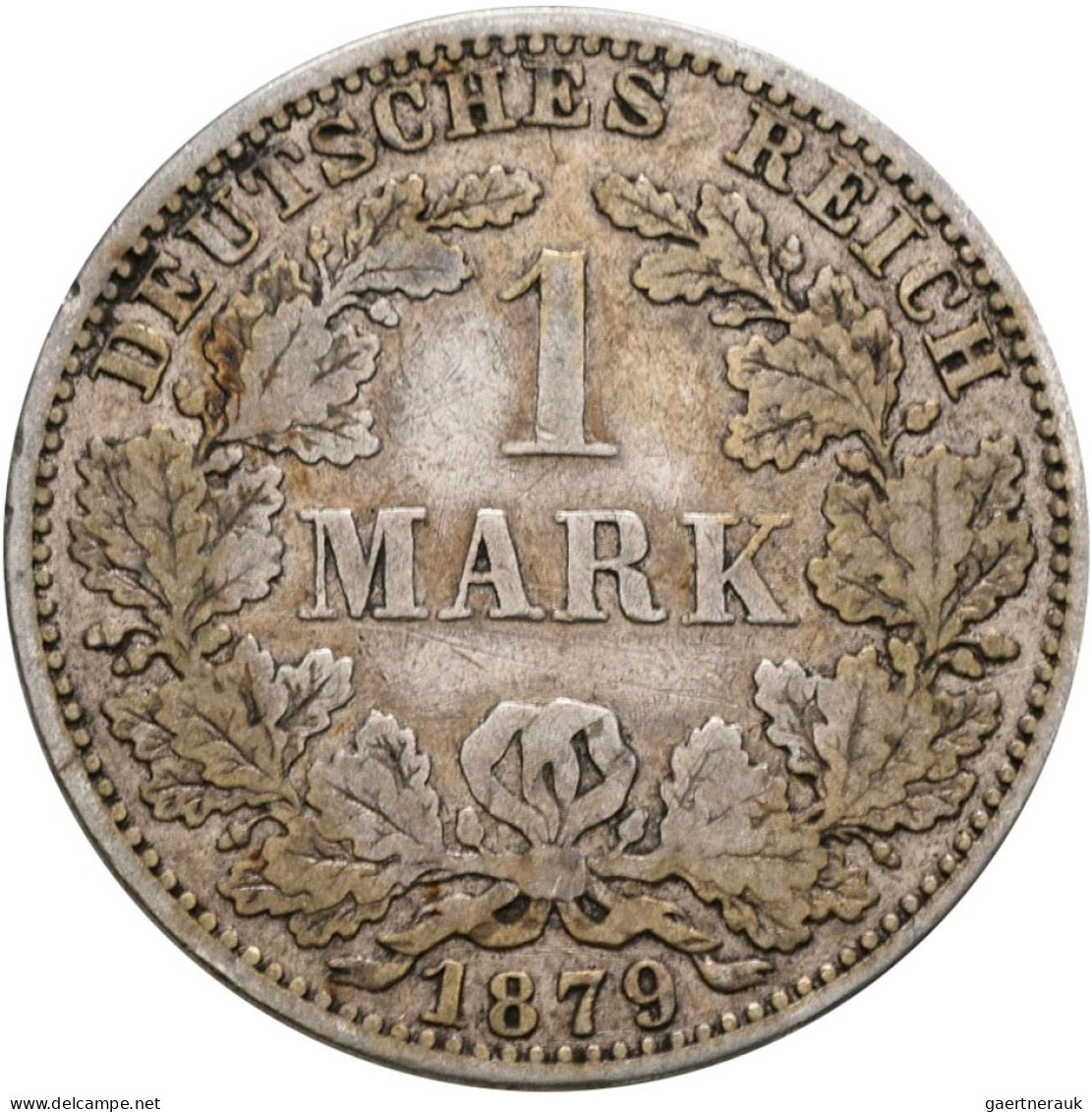 Umlaufmünzen 1 Pf. - 1 Mark: 1 Mark 1879 A, Jaeger 9. Seltener Jahrgang, Sehr Sc - Taler & Doppeltaler