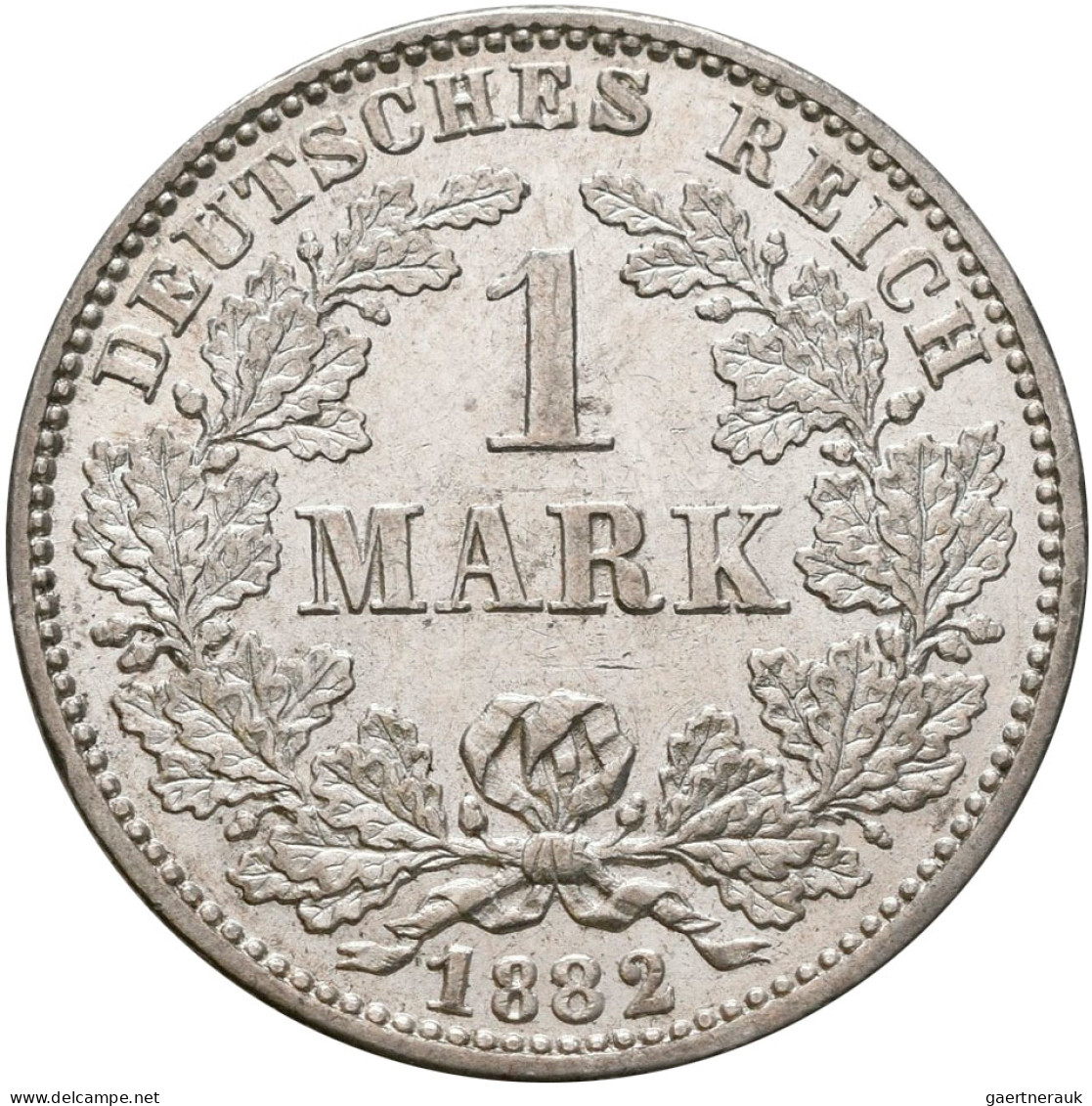 Umlaufmünzen 1 Pf. - 1 Mark: 1 Mark 1882 G, Jaeger 9. Besserer Jahrgang, Gute Er - Taler & Doppeltaler