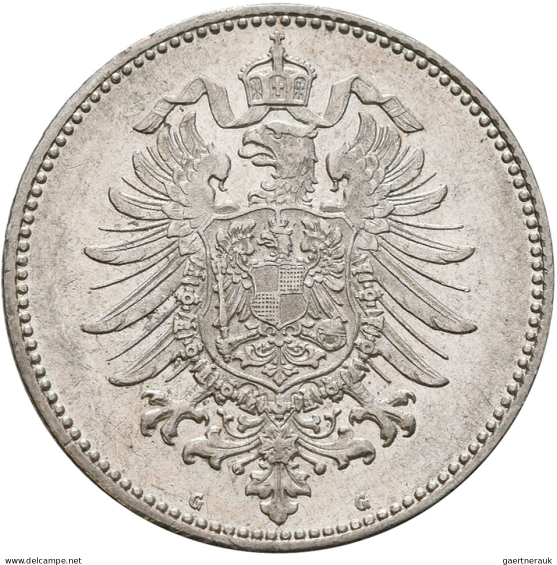 Umlaufmünzen 1 Pf. - 1 Mark: 1 Mark 1882 G, Jaeger 9. Besserer Jahrgang, Gute Er - Taler & Doppeltaler