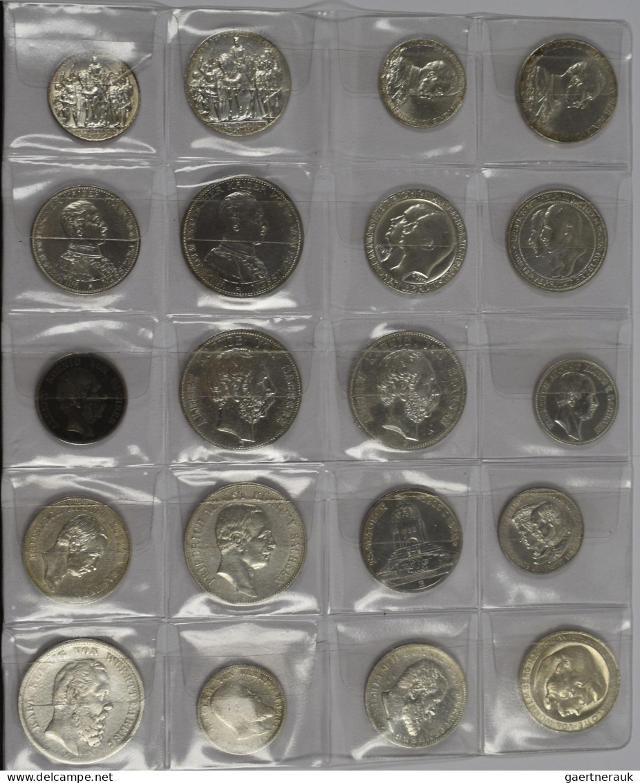 Umlaufmünzen 2 Mark Bis 5 Mark: Lot 39 Silbermünzen Von Anhalt Bis Württemberg; - Taler Et Doppeltaler