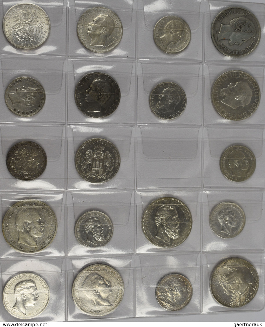 Umlaufmünzen 2 Mark Bis 5 Mark: Lot 39 Silbermünzen Von Anhalt Bis Württemberg; - Taler En Doppeltaler