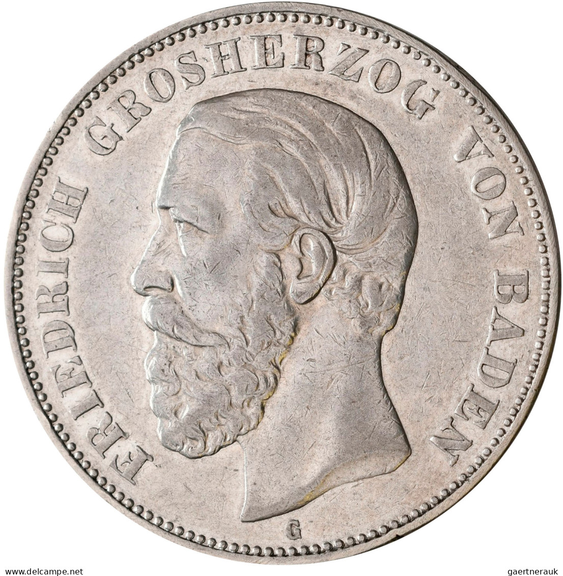 Baden: Friedrich I. 1852-1907: 5 Mark 1891 G, Jaeger 29 F, Ohne Querstrich In A - Taler & Doppeltaler