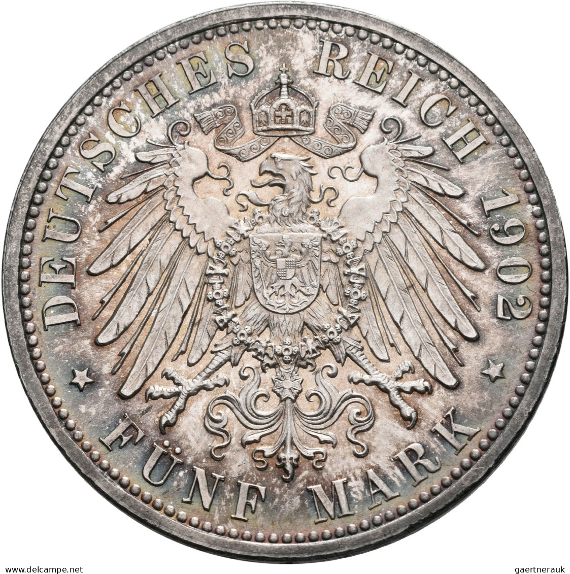 Baden: Friedrich I. 1852-1907: 5 Mark 1902, 50-jähriges Regierungsjubiläum, Jaeg - Taler & Doppeltaler