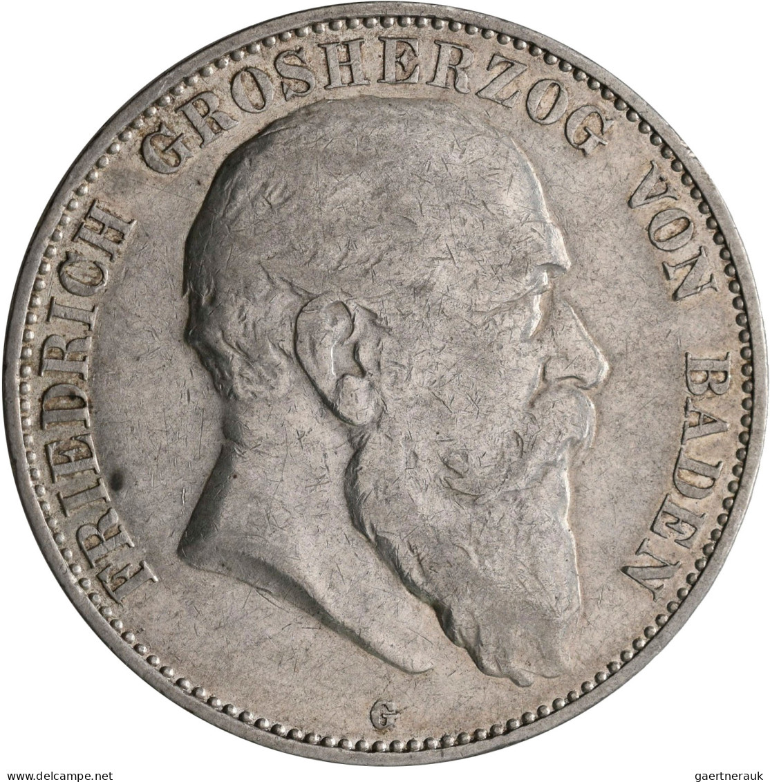 Baden: Friedrich I. 1852-1907: Komplette Serie 5 Mark 1902/1903/1904/1907 G, Jae - Taler Et Doppeltaler