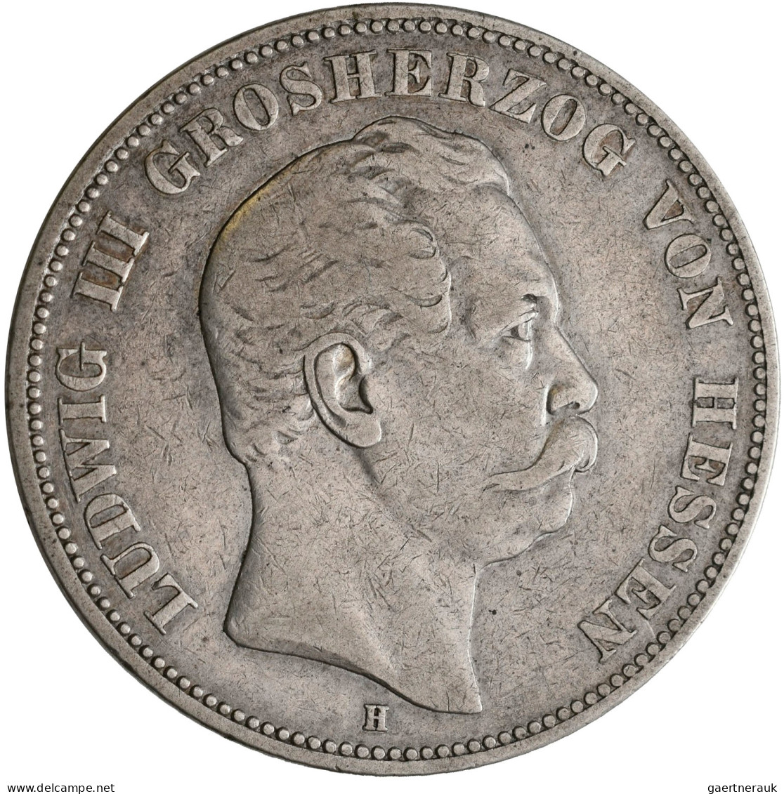 Hessen: Ludwig III. 1848-1877: 5 Mark 1875 H, Jaeger 67. Kratzer, Selten In Dies - Taler Et Doppeltaler