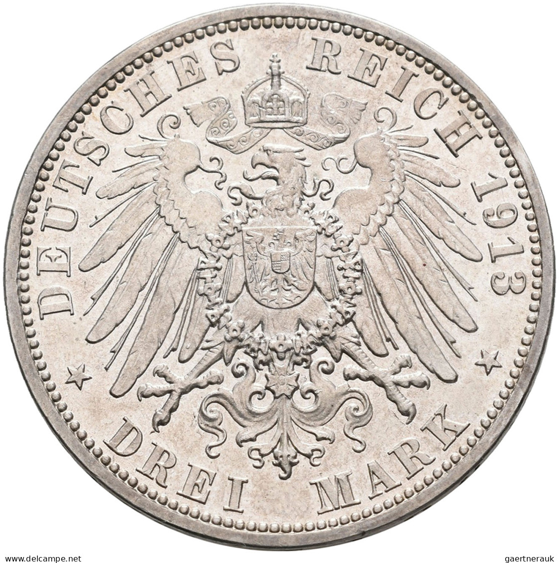 Lippe: Leopold IV. 1905-1918: 3 Mark 1913 A, Nur 15.000 Ex., Jaeger 79, Feine Pa - Taler & Doppeltaler