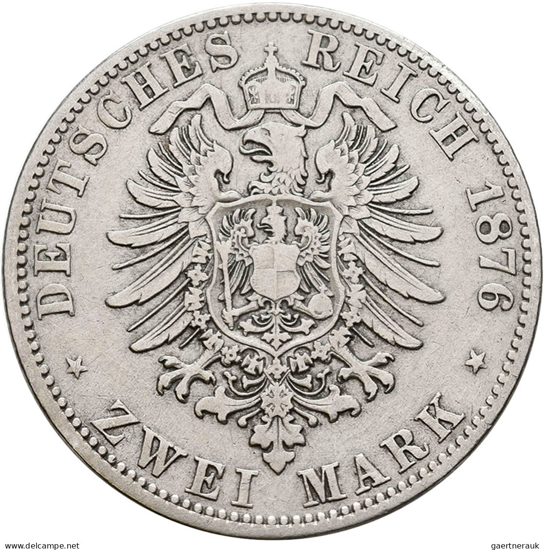 Mecklenburg-Schwerin: Friedrich Franz II. 1842-1883: 2 Mark 1876 A, Jaeger 84, S - Taler & Doppeltaler