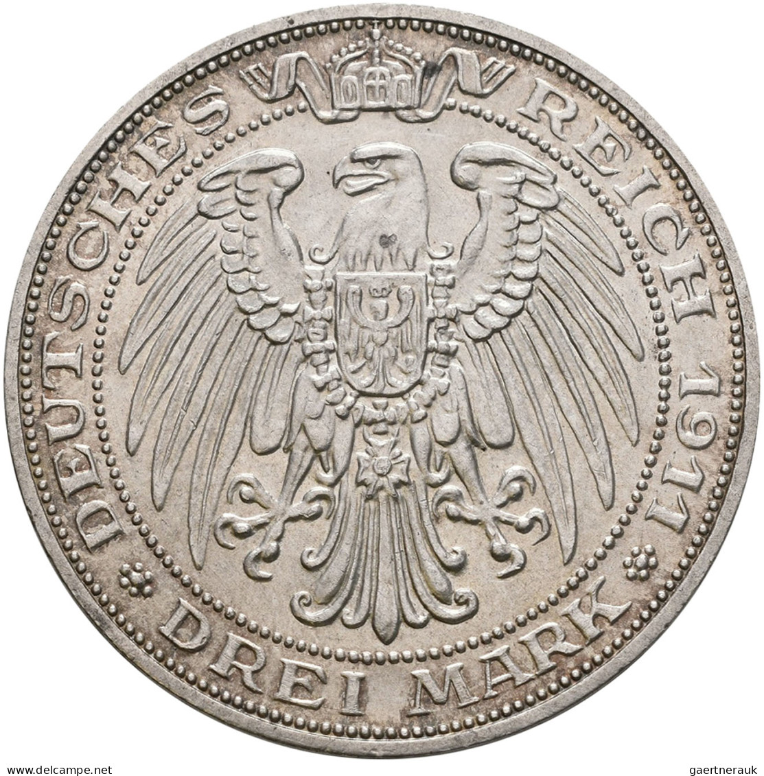 Preußen: Wilhelm II. 1888-1918: 3 Mark 1911 A, Universität Breslau, Jaeger 108, - Taler & Doppeltaler