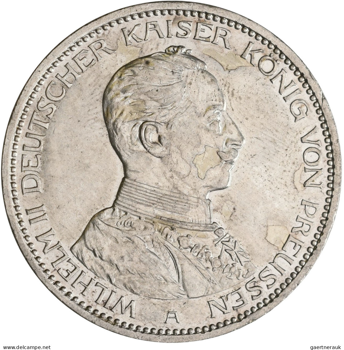 Preußen: Wilhelm II. 1888-1918: Lot 2 Münzen: 3 Mark + 5 Mark 1914 (J. 113 + J. - Taler & Doppeltaler