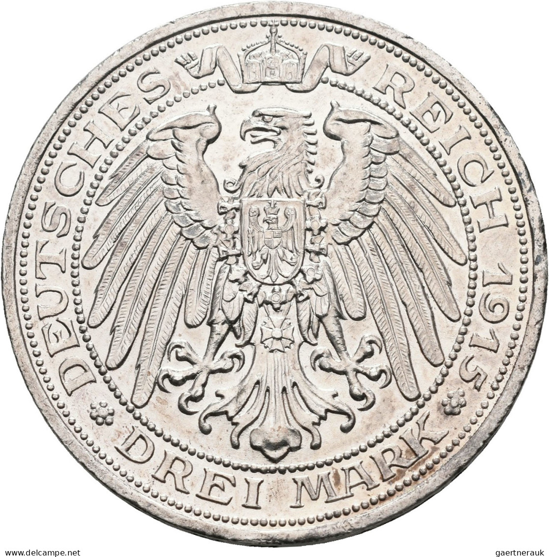 Preußen: Wilhelm II. 1888-1918: 3 Mark 1915 Mansfelder Bergbau, Jaeger 115, Flec - Taler Et Doppeltaler