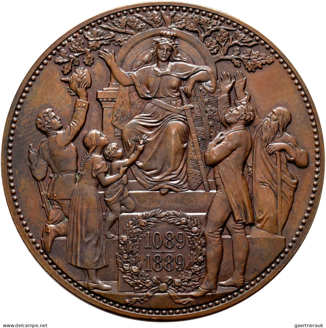 Sachsen: Albert 1873-1902: 5 Mark Große Kupfer Medaille 1899, 800-Jahrfeier Des - Taler En Doppeltaler