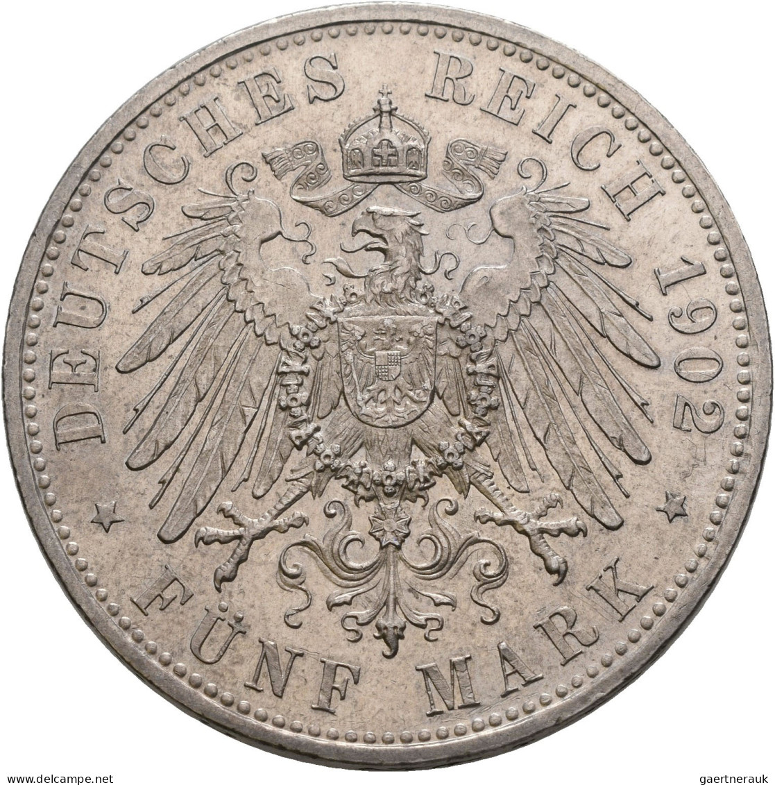 Sachsen-Meiningen: Georg II. 1866-1914: 5 Mark 1902 D, Jaeger 153b. Kleine Kratz - Taler & Doppeltaler