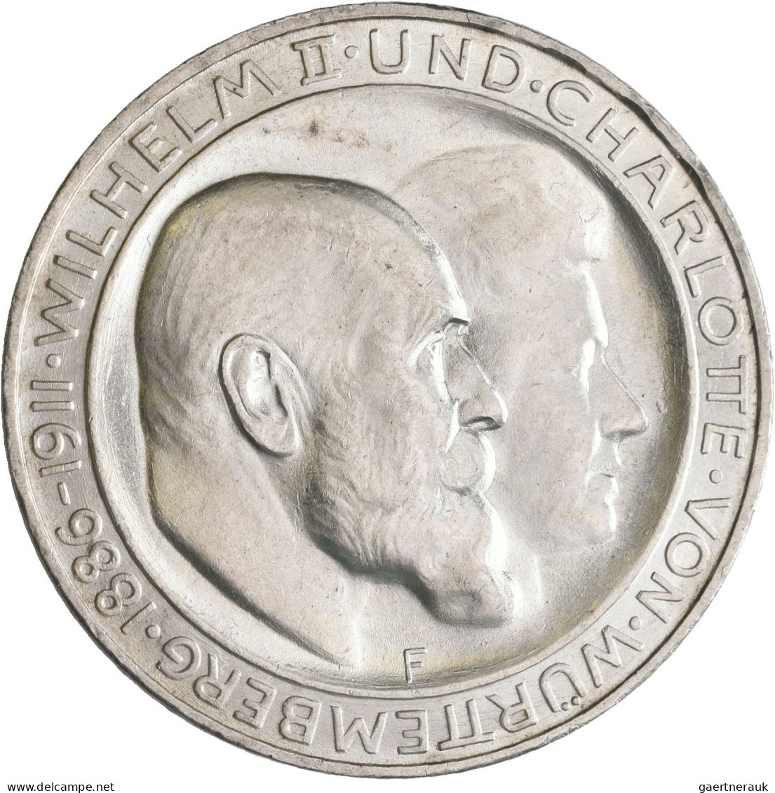 Württemberg: Wilhelm II. 1891-1918: 2 X 3 Mark 1911, Silberhochzeit Mit Charlott - Taler & Doppeltaler