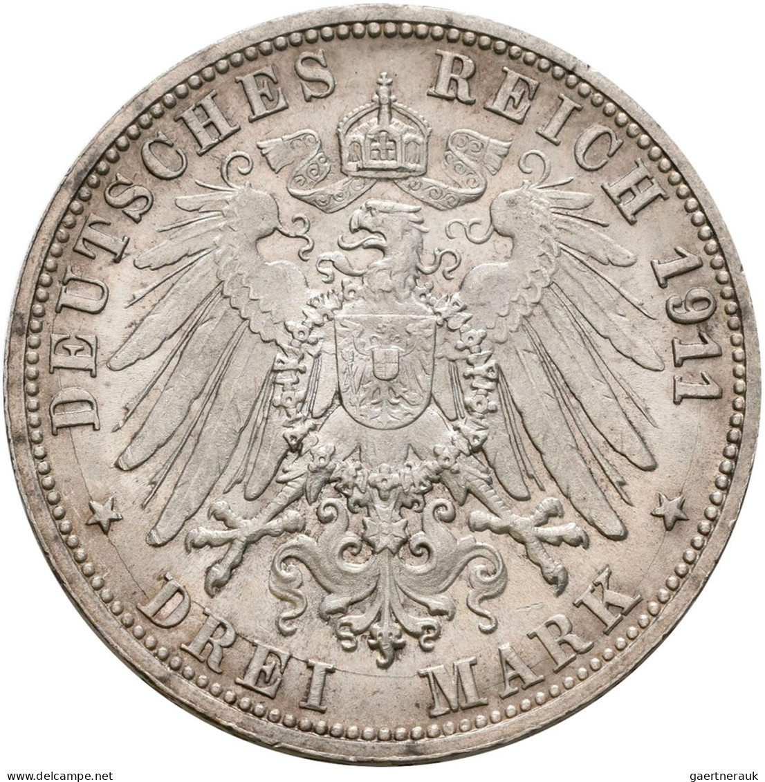 Württemberg: Wilhelm II. 1891-1918: 2 X 3 Mark 1911, Silberhochzeit Mit Charlott - Taler Et Doppeltaler
