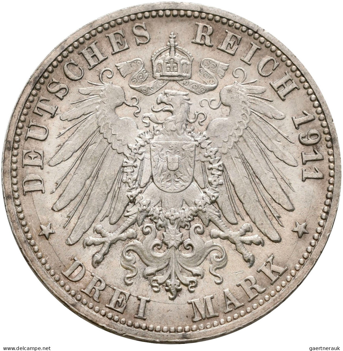 Württemberg: Wilhelm II. 1891-1918: 2 X 3 Mark 1911, Silberhochzeit Mit Charlott - Taler En Doppeltaler