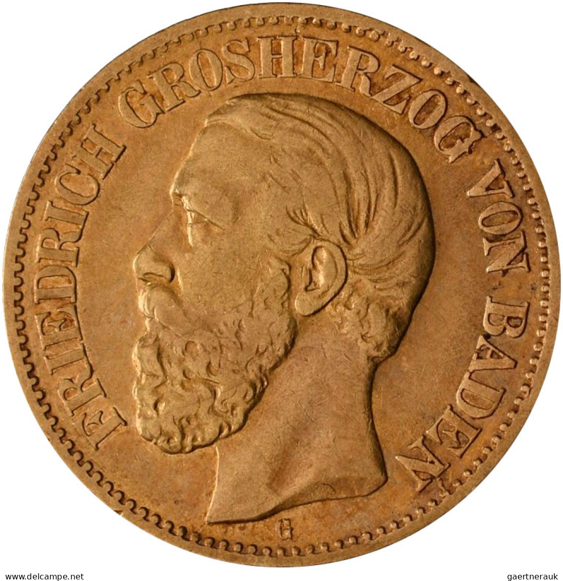 Baden - Anlagegold: Friedrich I. 1852-1907: 10 Mark 1873 G, Jaeger 183. 3,92 G, - 5, 10 & 20 Mark Gold