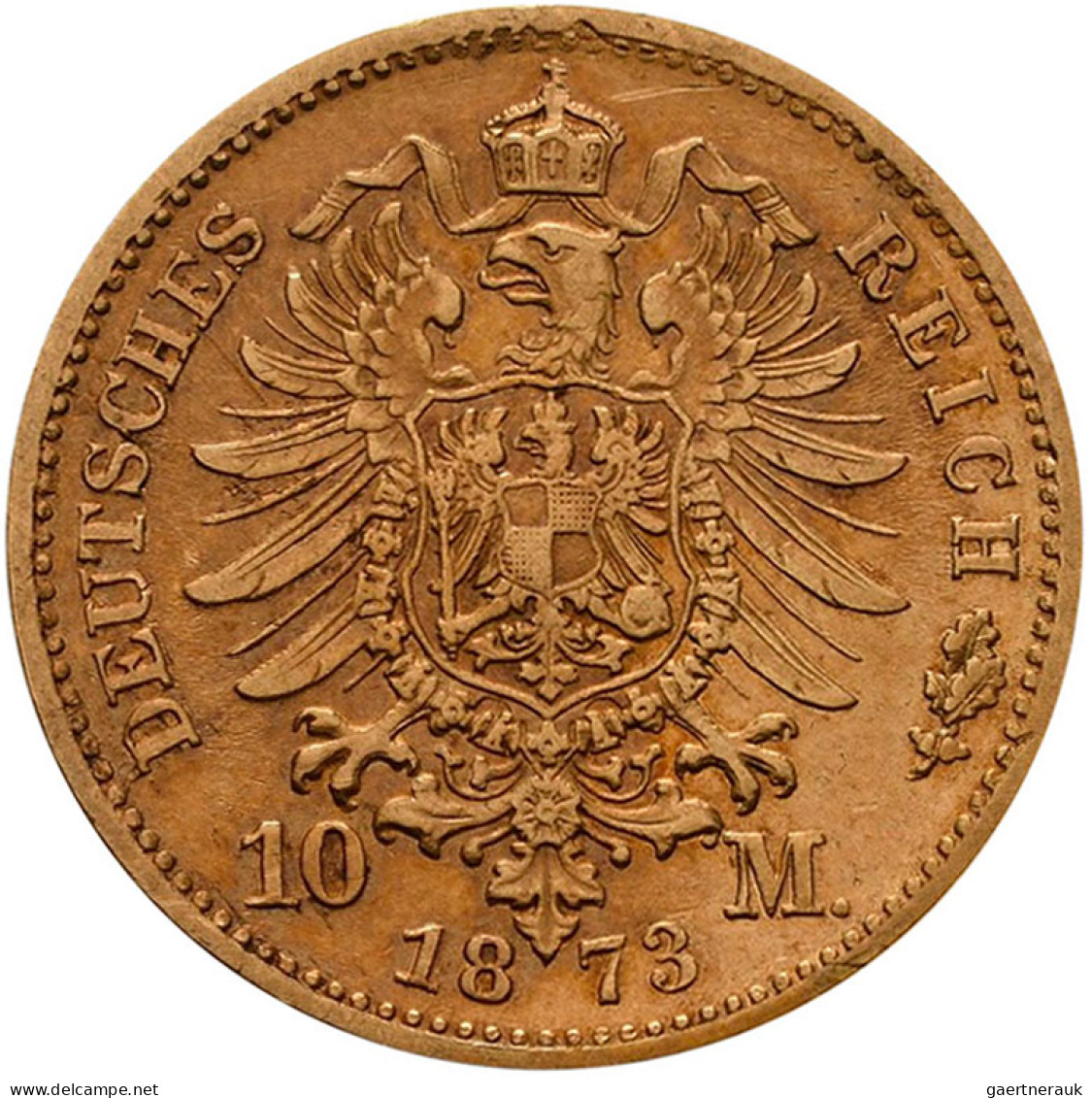 Baden - Anlagegold: Friedrich I. 1852-1907: 10 Mark 1873 G, Jaeger 183. 3,92 G, - 5, 10 & 20 Mark Goud