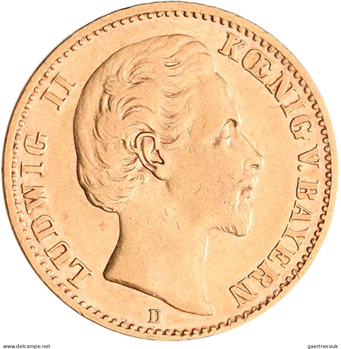 Bayern - Anlagegold: Ludwig II. 1864-1886: 10 Mark 1878, Jaeger 196. 3,982 G, 90 - 5, 10 & 20 Mark Oro