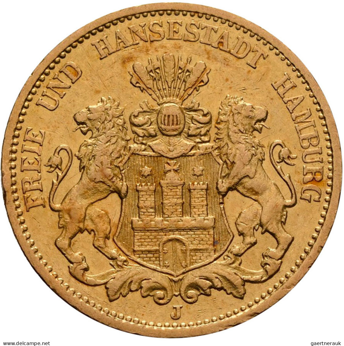 Hamburg - Anlagegold: Freie Und Hansestadt: 20 Mark 1878. Jaeger 210. Je Ca. 7,9 - 5, 10 & 20 Mark Or