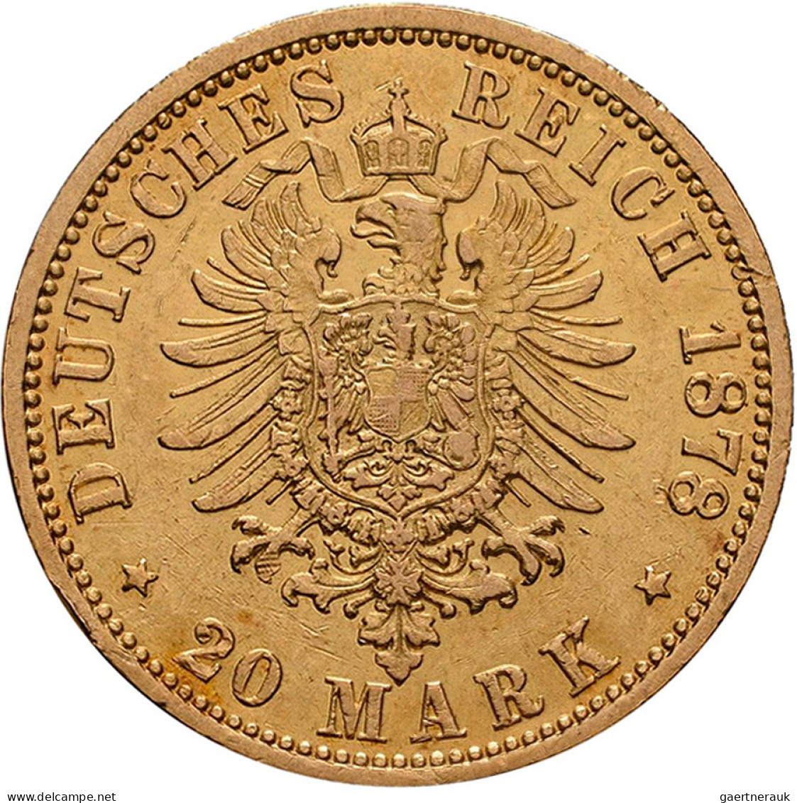 Hamburg - Anlagegold: Freie Und Hansestadt: 20 Mark 1878. Jaeger 210. Je Ca. 7,9 - 5, 10 & 20 Mark Or