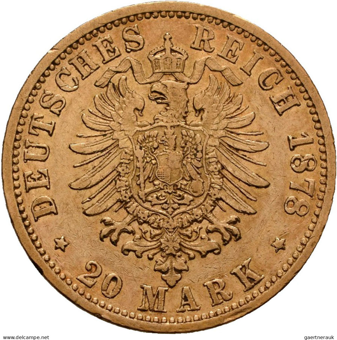 Hamburg - Anlagegold: Freie Und Hansestadt: 20 Mark 1878. Jaeger 210. Je Ca. 7,9 - 5, 10 & 20 Mark Or