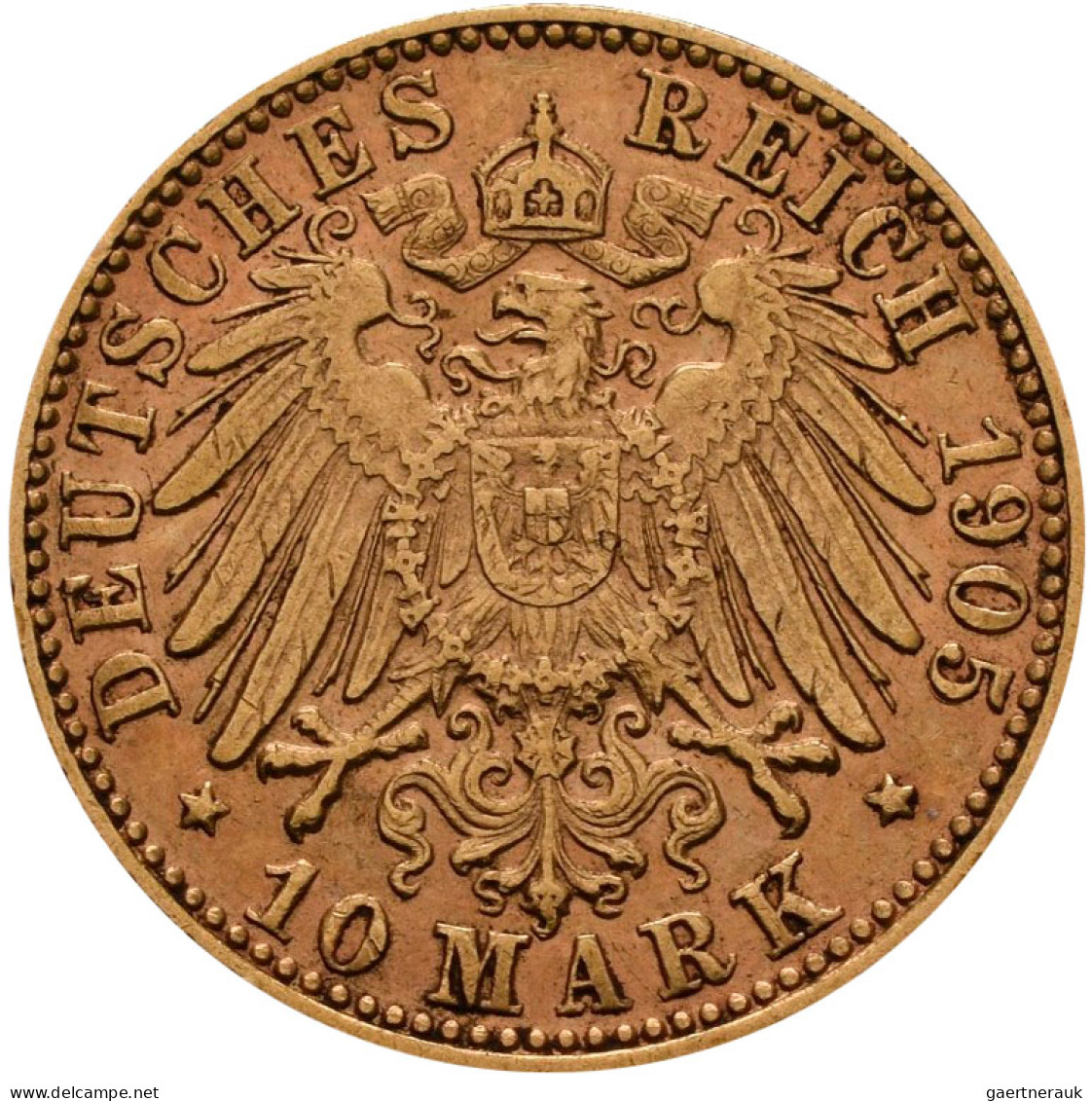 Hamburg - Anlagegold: Freie Und Hansestadt: 10 Mark 1905 J, Jaeger 211. 3,95 G, - 5, 10 & 20 Mark Gold