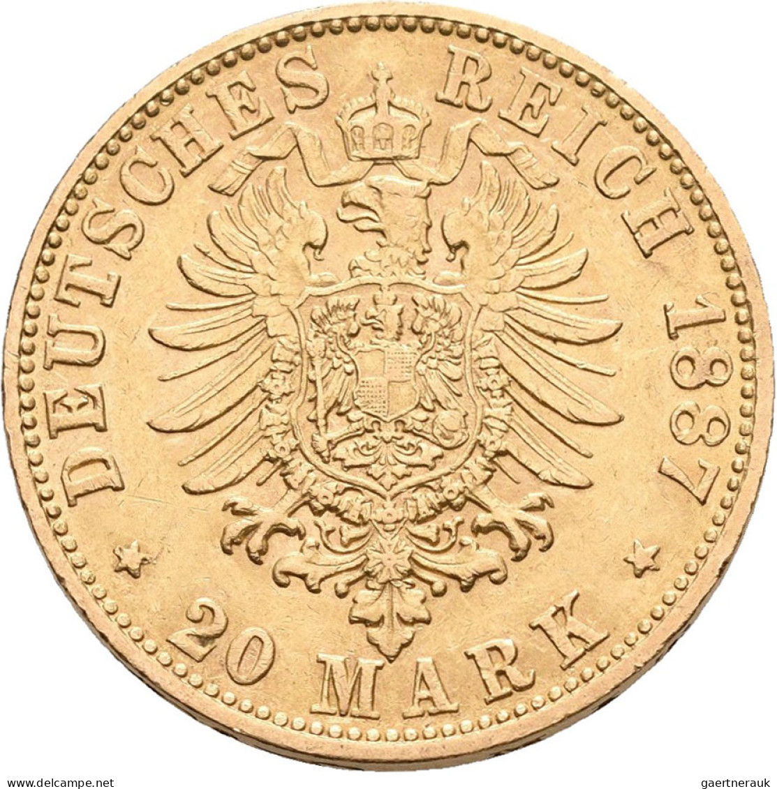 Hamburg - Anlagegold: Freie Und Hansestadt: 20 Mark 1887 J, Jaeger 212. 7,965 G, - 5, 10 & 20 Mark Or