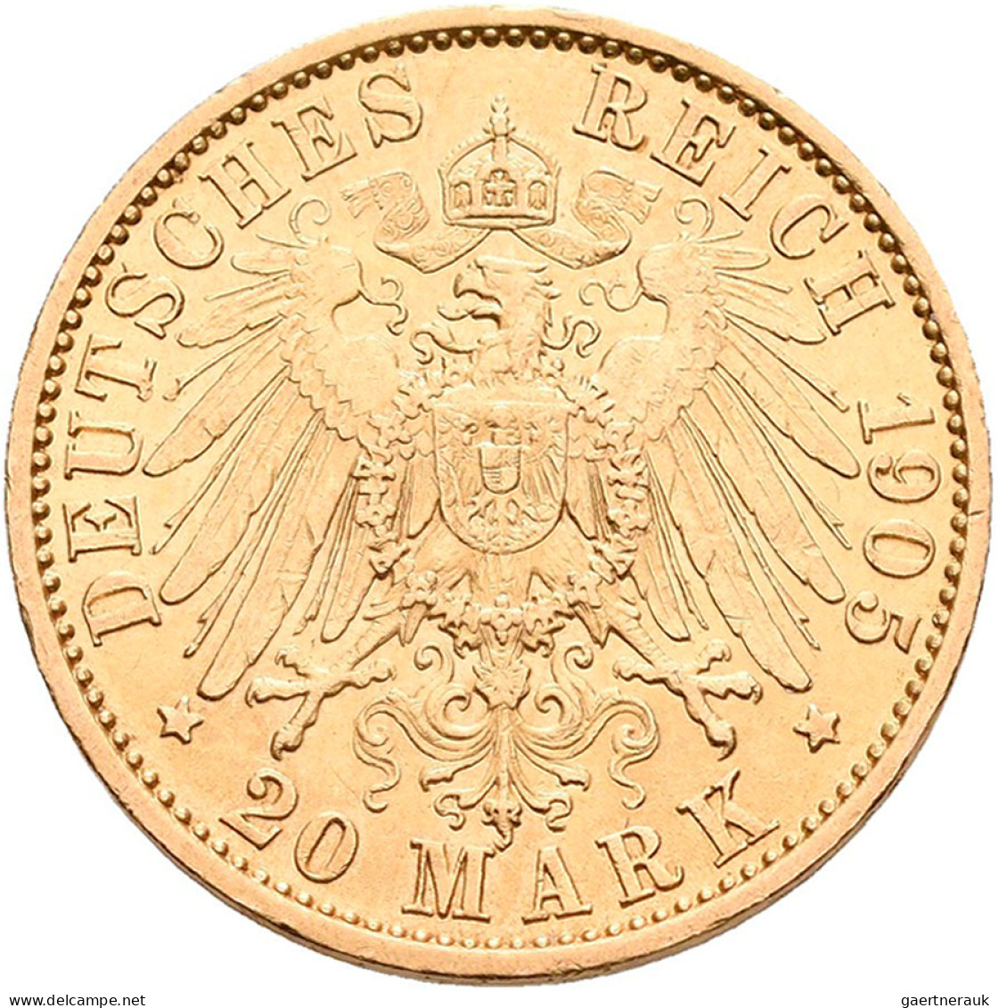 Hessen - Anlagegold: Ernst Ludwig 1892-1918: 20 Mark 1905 A, Jaeger 226. 7,965 G - 5, 10 & 20 Mark Goud