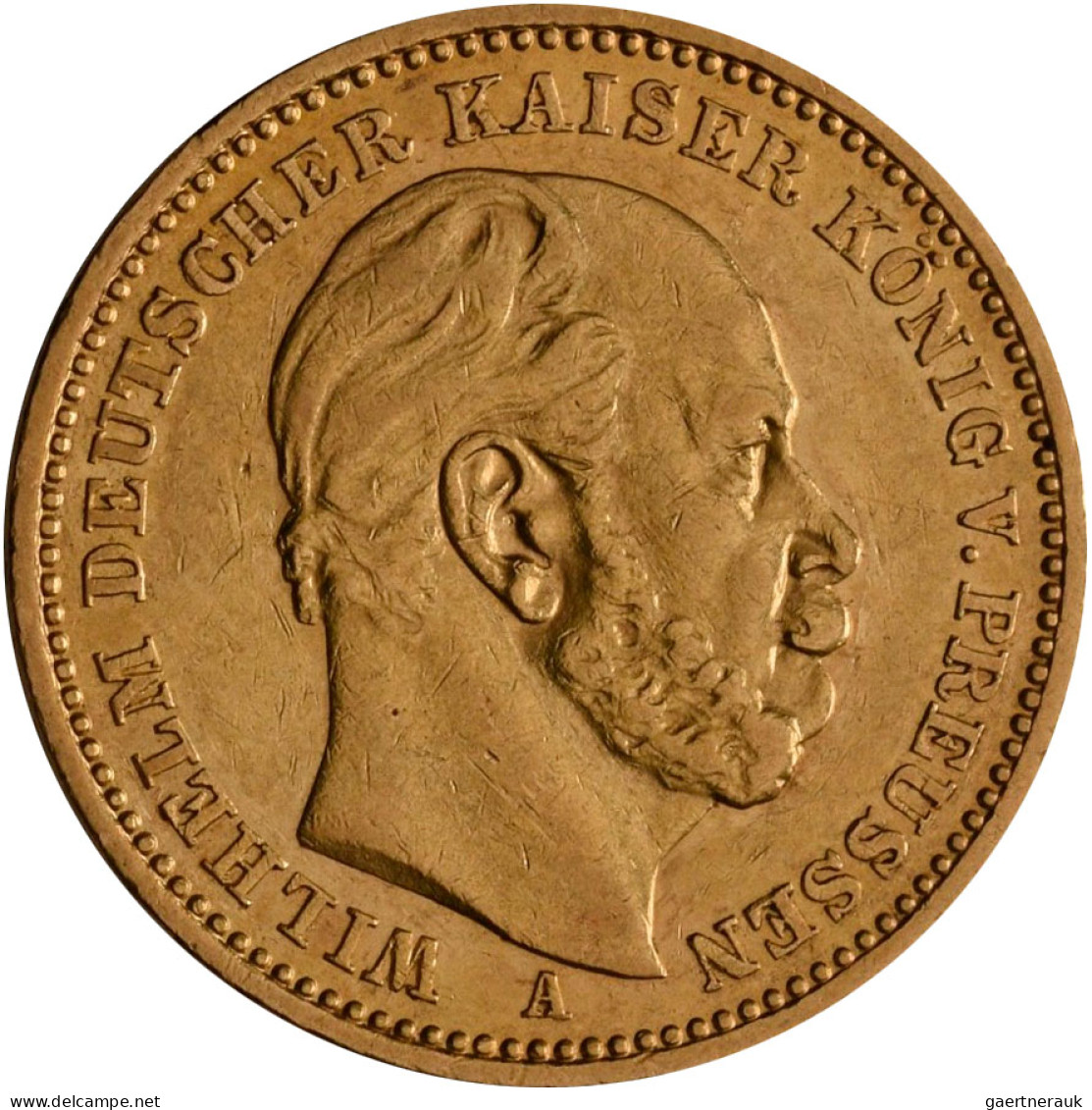 Preußen - Anlagegold: Wilhelm I. 1861-1888: Lot 4 Stück; 20 Mark 1875 A, 1883 A, - 5, 10 & 20 Mark Oro