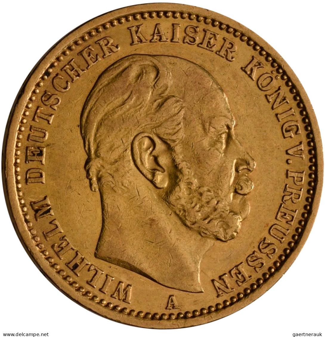 Preußen - Anlagegold: Wilhelm I. 1861-1888: Lot 4 Stück; 20 Mark 1875 A, 1883 A, - 5, 10 & 20 Mark Gold