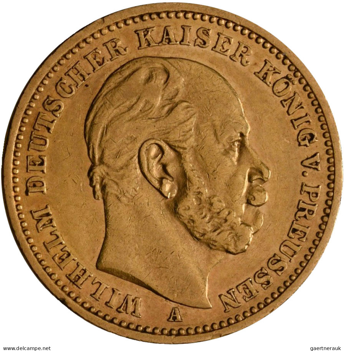 Preußen - Anlagegold: Wilhelm I. 1861-1888: Lot 4 Stück; 20 Mark 1875 A, 1883 A,