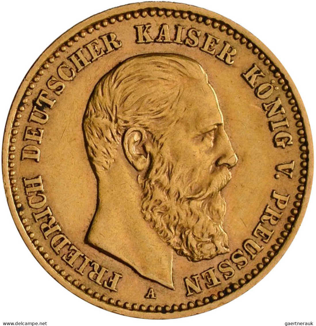 Preußen - Anlagegold: Friedrich III. 1888: 20 Mark 1888 A, Jaeger 248. 7,97 G, 9 - 5, 10 & 20 Mark Or