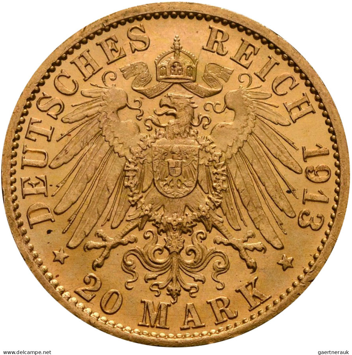 Preußen - Anlagegold: Wilhelm II. 1888-1918: 20 Mark 1913 A, Uniform, Jaeger 253 - 5, 10 & 20 Mark Goud