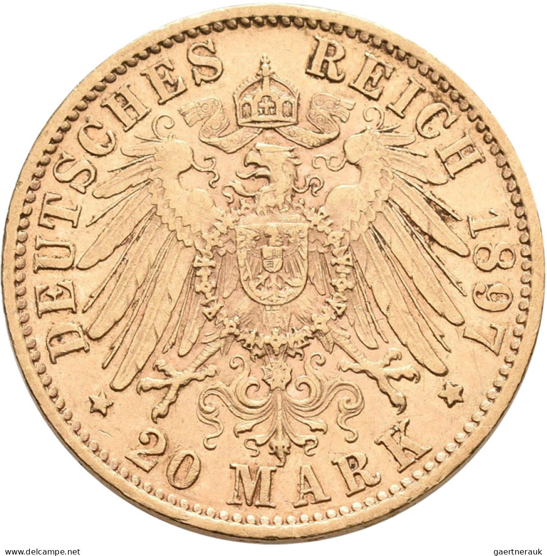 Württemberg - Anlagegold: Wilhelm II. 1891-1918: 20 Mark 1897 F, Jaeger 296. 7,9 - 5, 10 & 20 Mark Or