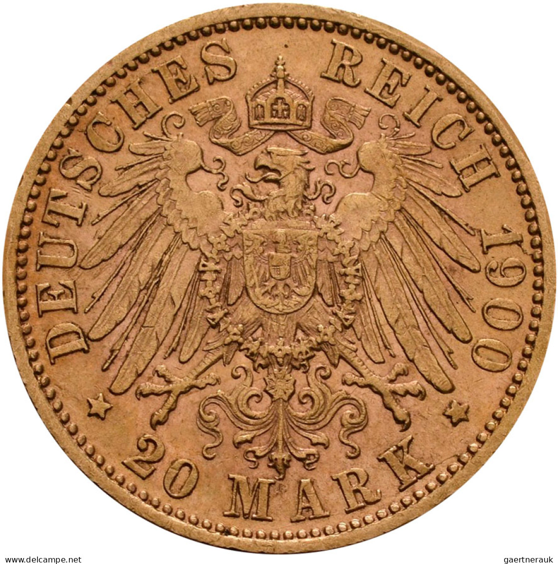 Württemberg - Anlagegold: Wilhelm II. 1891-1918: 20 Mark 1900, Jaeger 296. 7,95 - 5, 10 & 20 Mark Gold