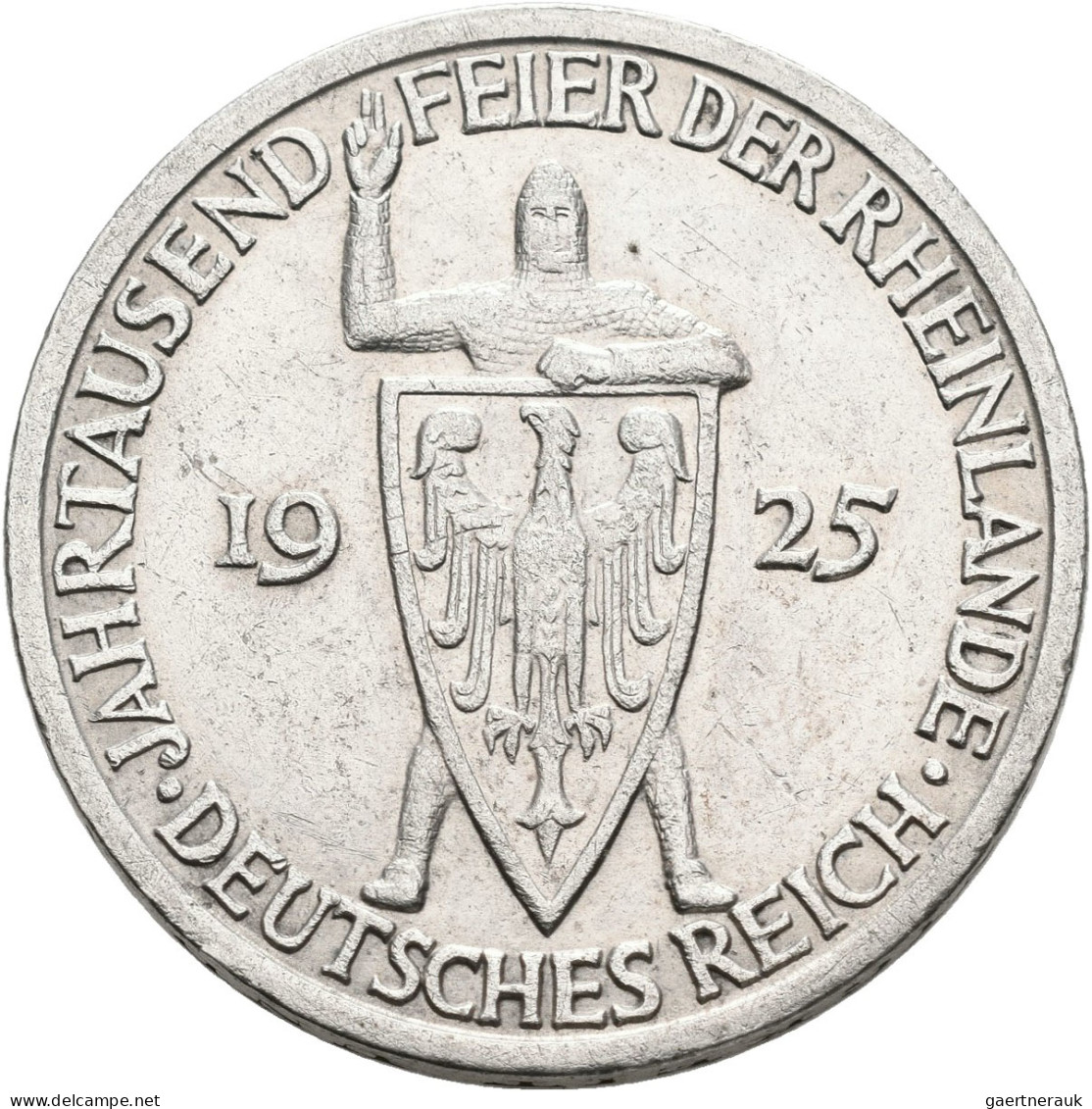 Weimarer Republik: 3 Reichsmark 1925 A, 1000 Jahrfeier Rheinlande, Jaeger 321. W - Andere & Zonder Classificatie