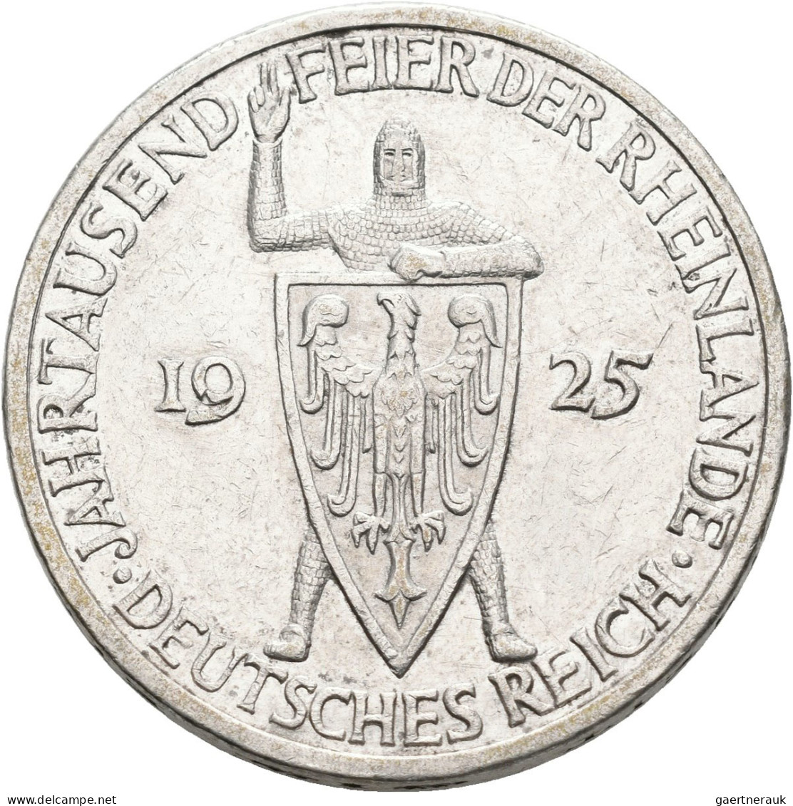 Weimarer Republik: 3 Reichsmark 1925 G, 1000 Jahrfeier Rheinlande, Jaeger 321. K - Other & Unclassified