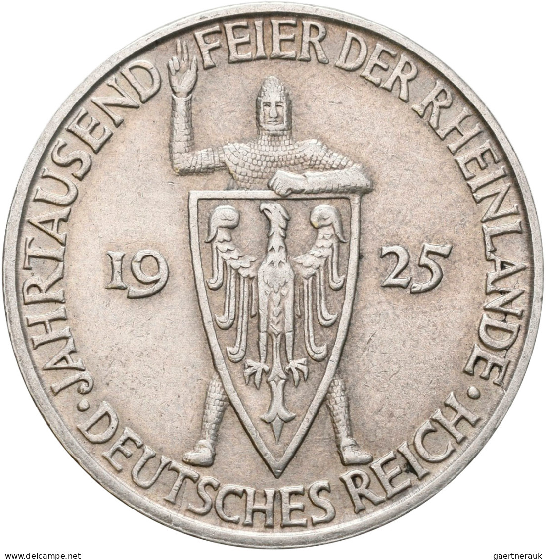 Weimarer Republik: 5 + 3 Reichsmark 1925 D, Rheinlande, Jaeger 322 Und 321. Sehr - Other & Unclassified