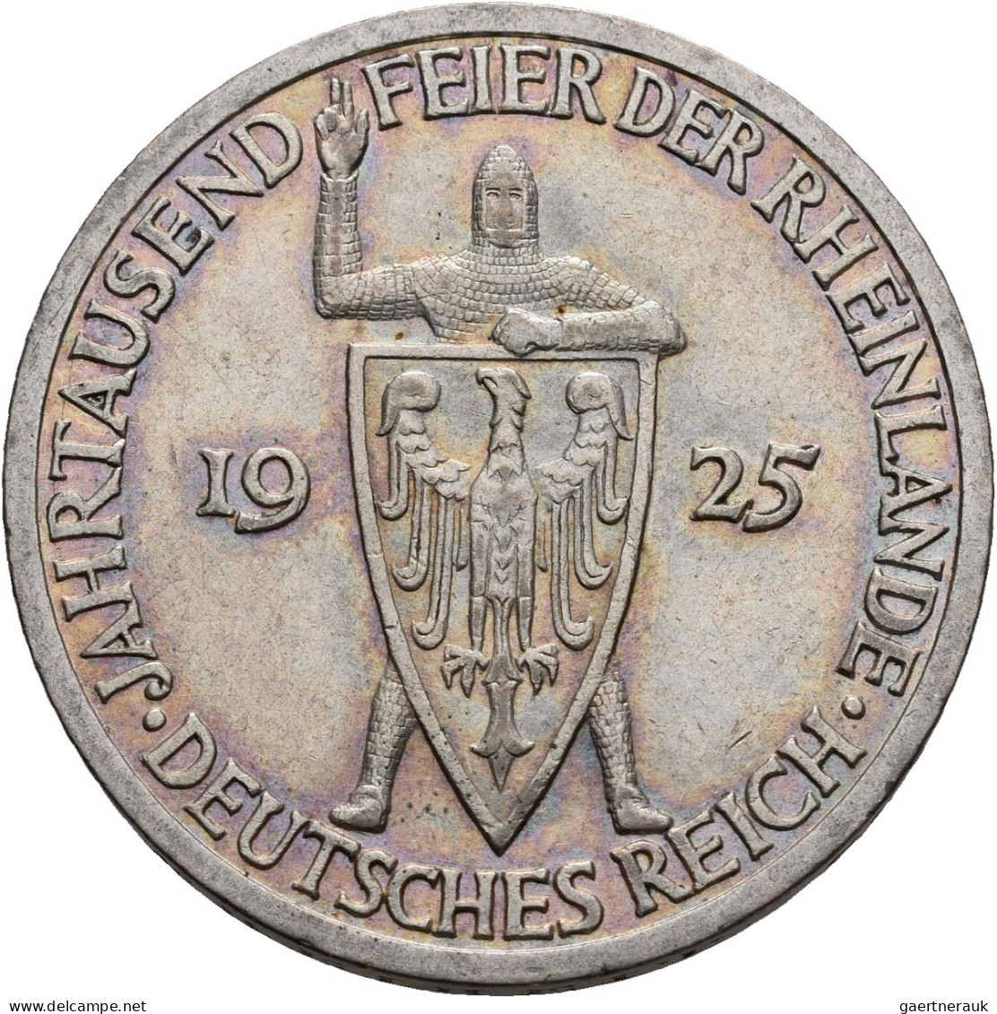 Weimarer Republik: 5 Reichsmark 1925 F Und 3 Reichsmark 1925 A, Rheinlande, Jaeg - Other & Unclassified