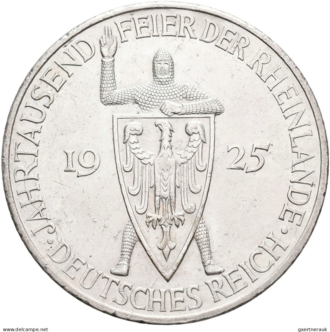 Weimarer Republik: 5 Reichsmark 1925 G, Rheinlande, Jaeger 322. Kleine Kratzer, - Andere & Zonder Classificatie