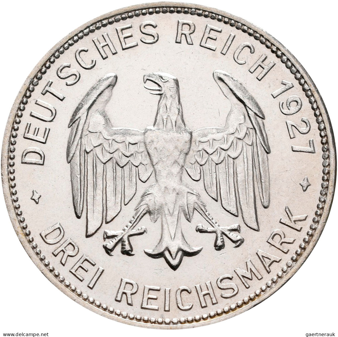 Weimarer Republik: 3 Reichsmark 1927 F, Universität Tübingen / Eberhard Im Bart, - Altri & Non Classificati