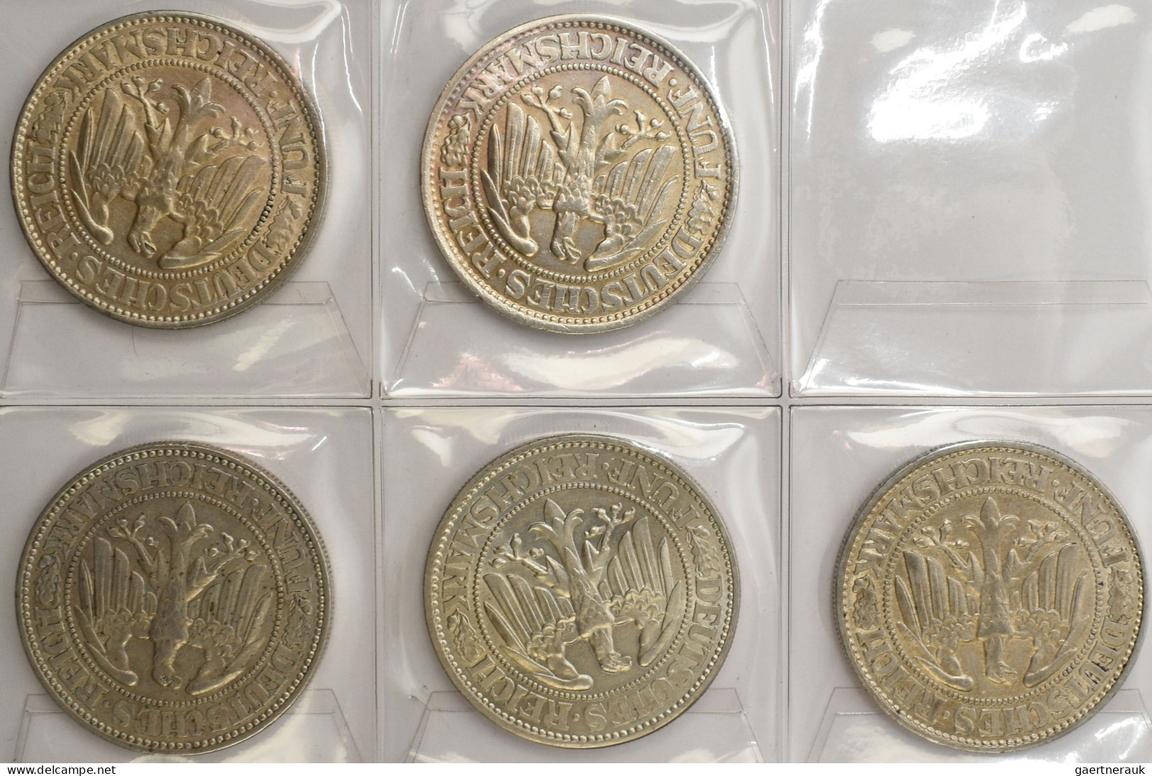 Weimarer Republik: 5 Reichsmark 1927 A, 1928 A, 1928 D, 1928 F Und 1932 D, Eichb - Other & Unclassified