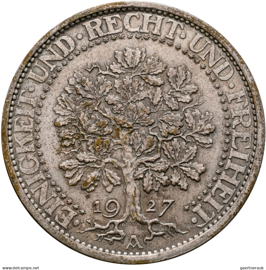 Weimarer Republik: 5 Reichsmark 1927 A, Eichbaum, Jaeger 331. Sehr Schön. - Other & Unclassified