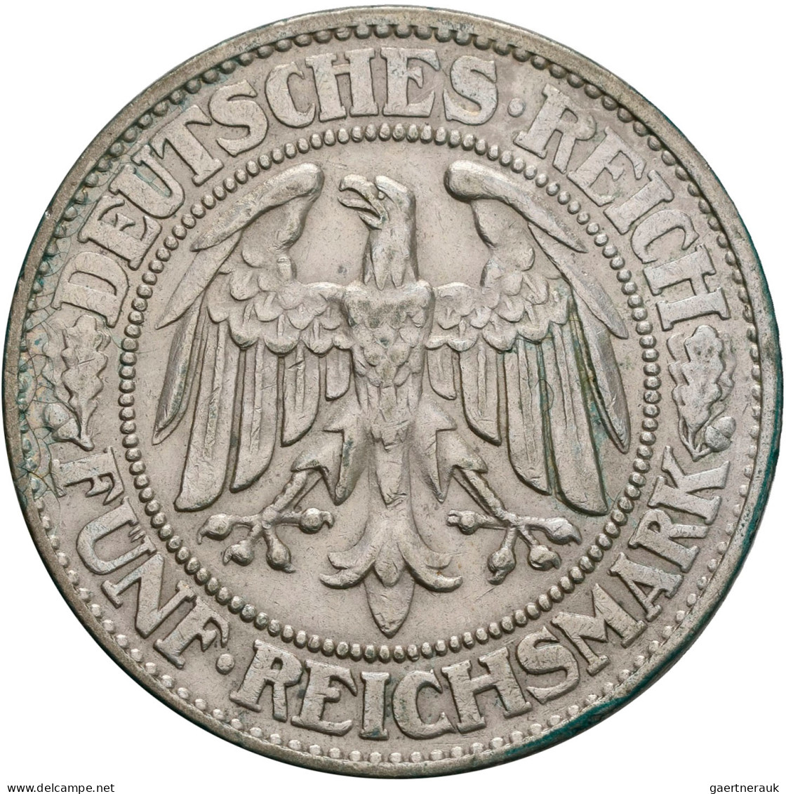 Weimarer Republik: 5 Reichsmark 1928 F, Eichbaum, Jaeger 331. Sehr Schön. - Other & Unclassified
