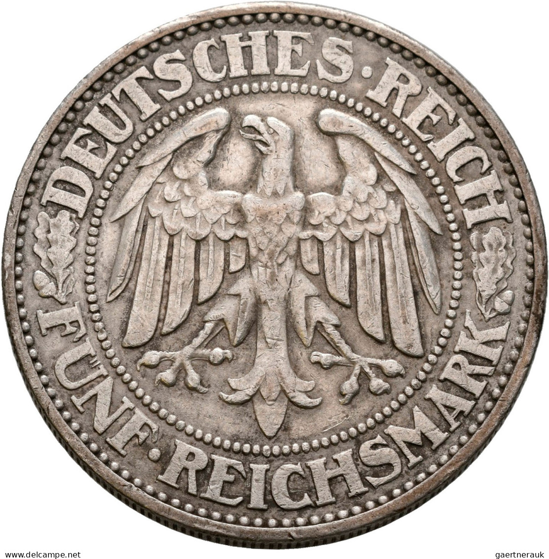 Weimarer Republik: 5 Reichsmark 1929 J, Eichbaum, Jaeger 331. Sehr Schön+. - Autres & Non Classés