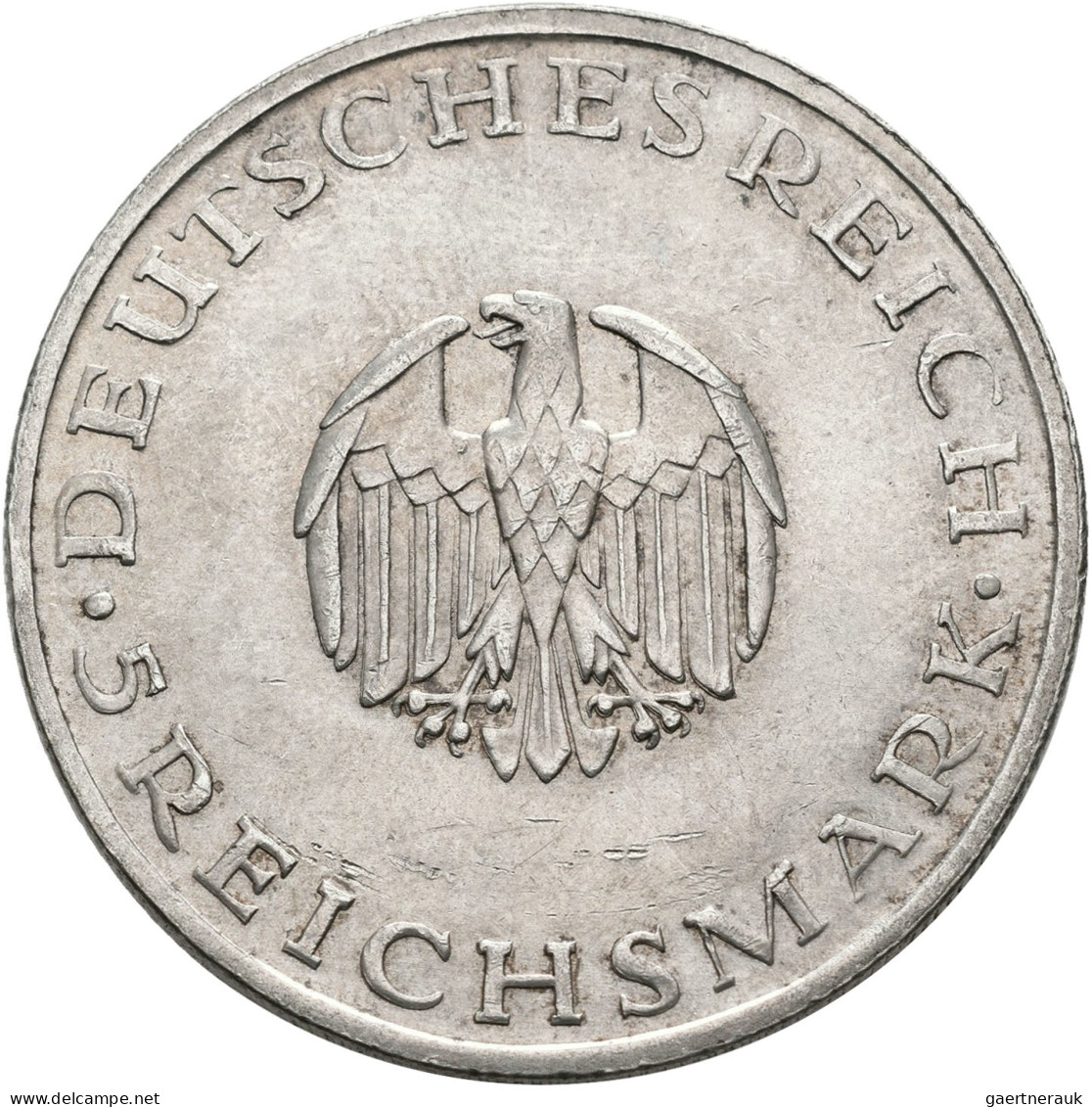 Weimarer Republik: 5 Reichsmark 1929 D, Lessing, Jaeger 336, Kleine Kratzer, Vor - Autres & Non Classés