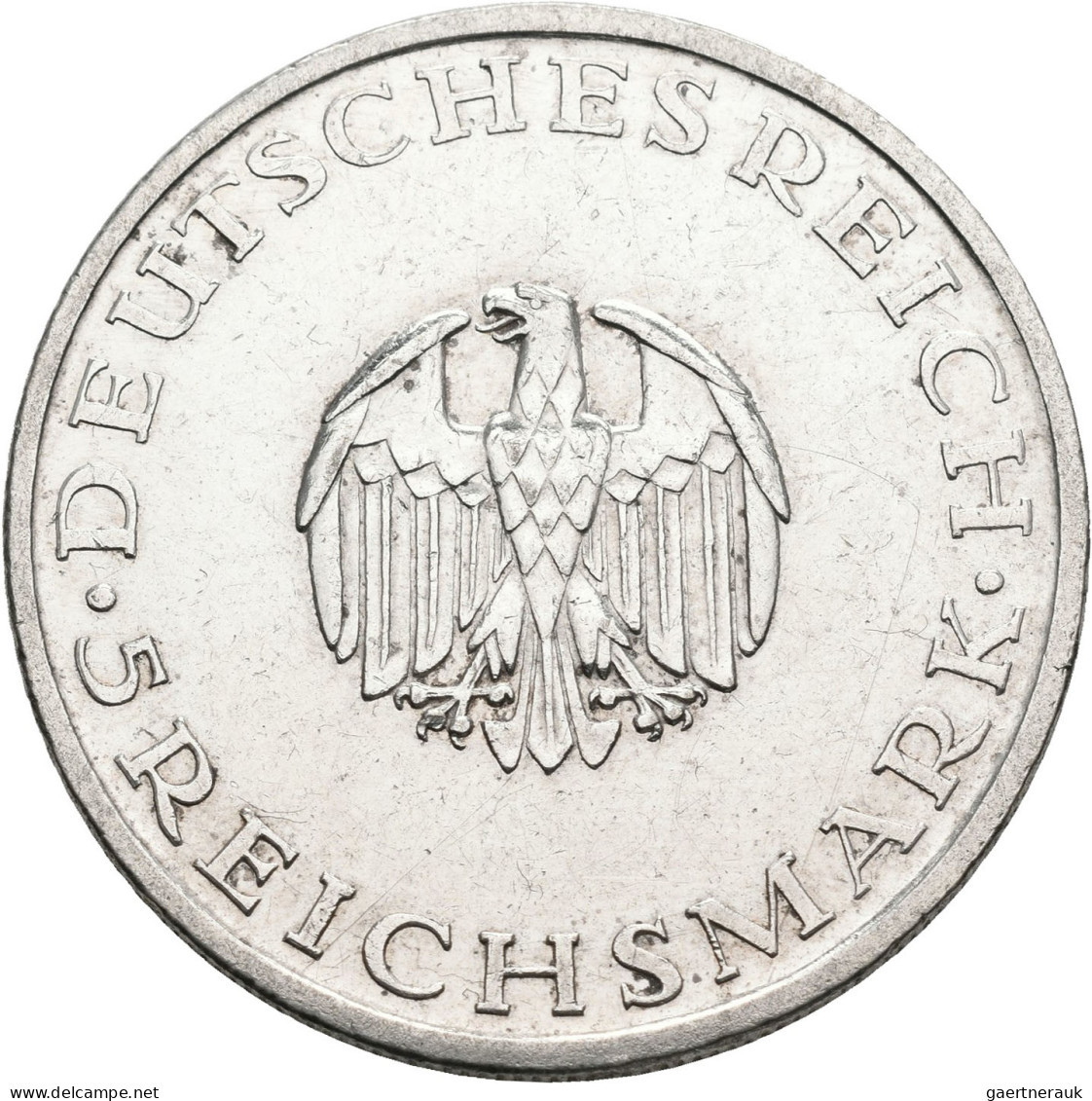 Weimarer Republik: 5 Reichsmark 1929 G, Lessing, Jaeger 336, Kleine Kratzer, Son - Altri & Non Classificati