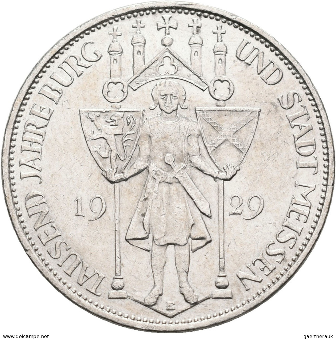 Weimarer Republik: 3 Reichsmark 1929 E, Meißen, Jaeger 338, Vorzüglich. - Andere & Zonder Classificatie