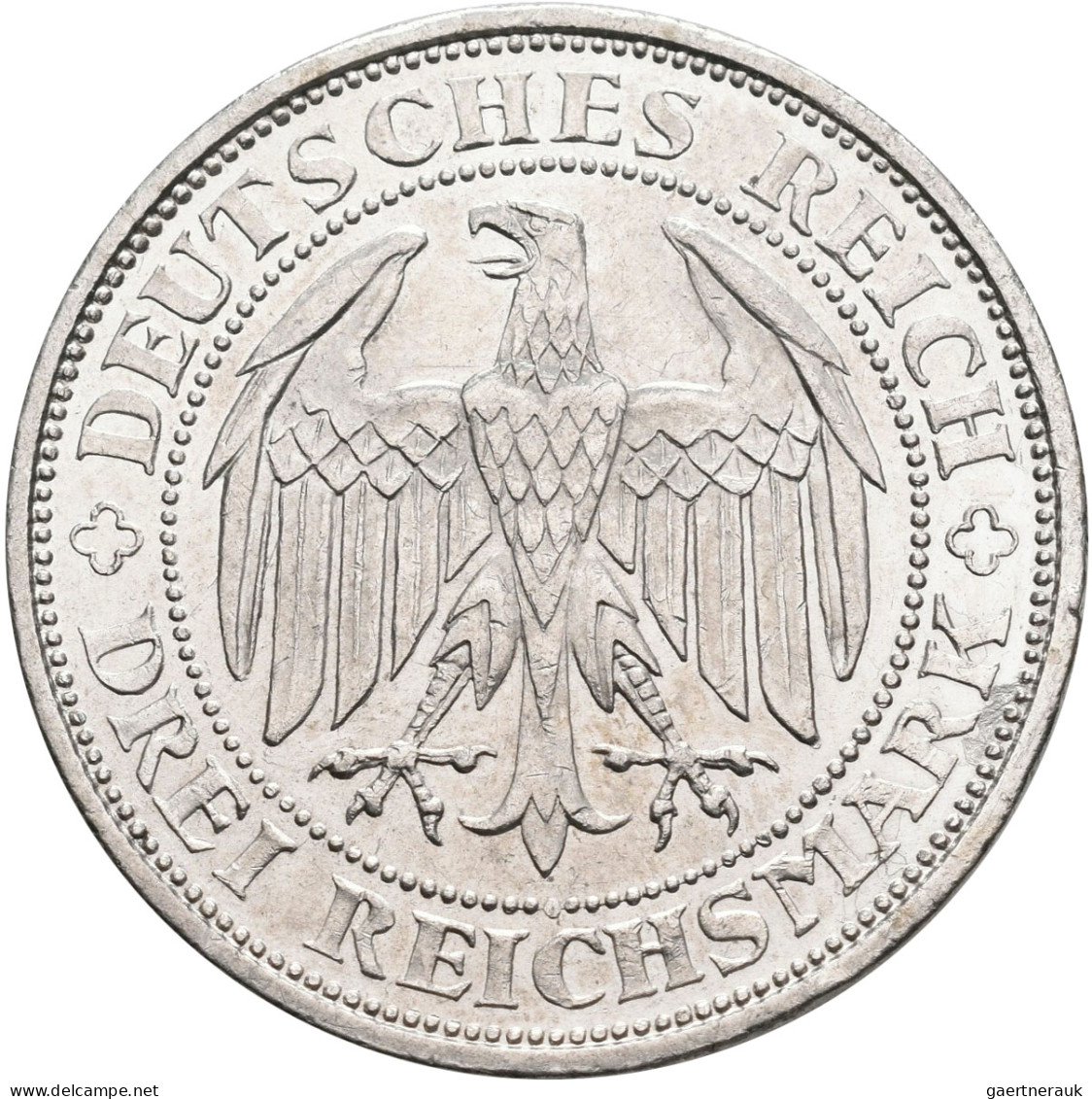 Weimarer Republik: 3 Reichsmark 1929 E, Meißen, Jaeger 338, Vorzüglich. - Other & Unclassified