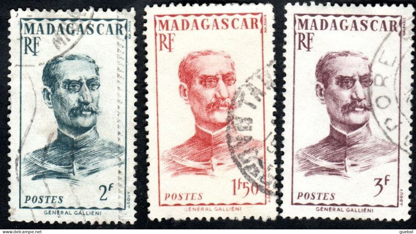 Madagascar Obl. N° 308 - 309 - 310 - Militaire - Général Galliéni - Oblitérés